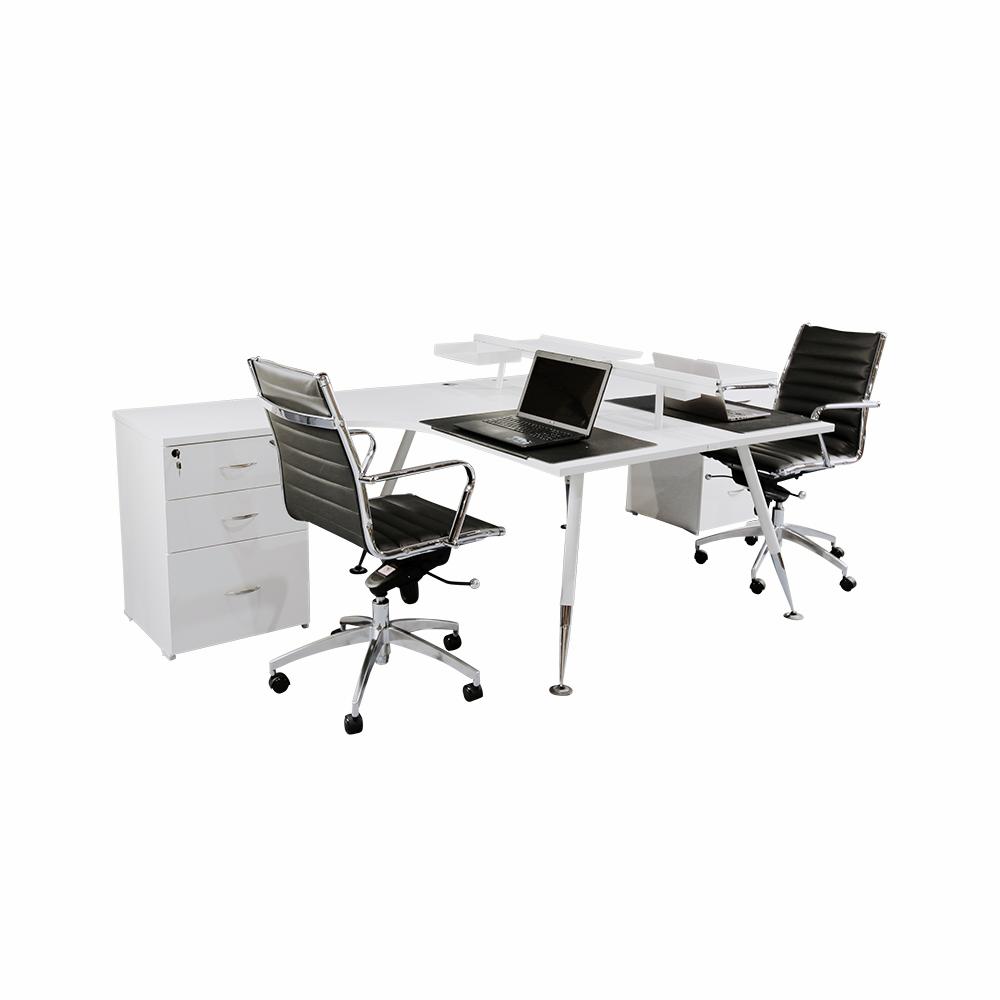 Fleet 2 person back to back corner workstation
