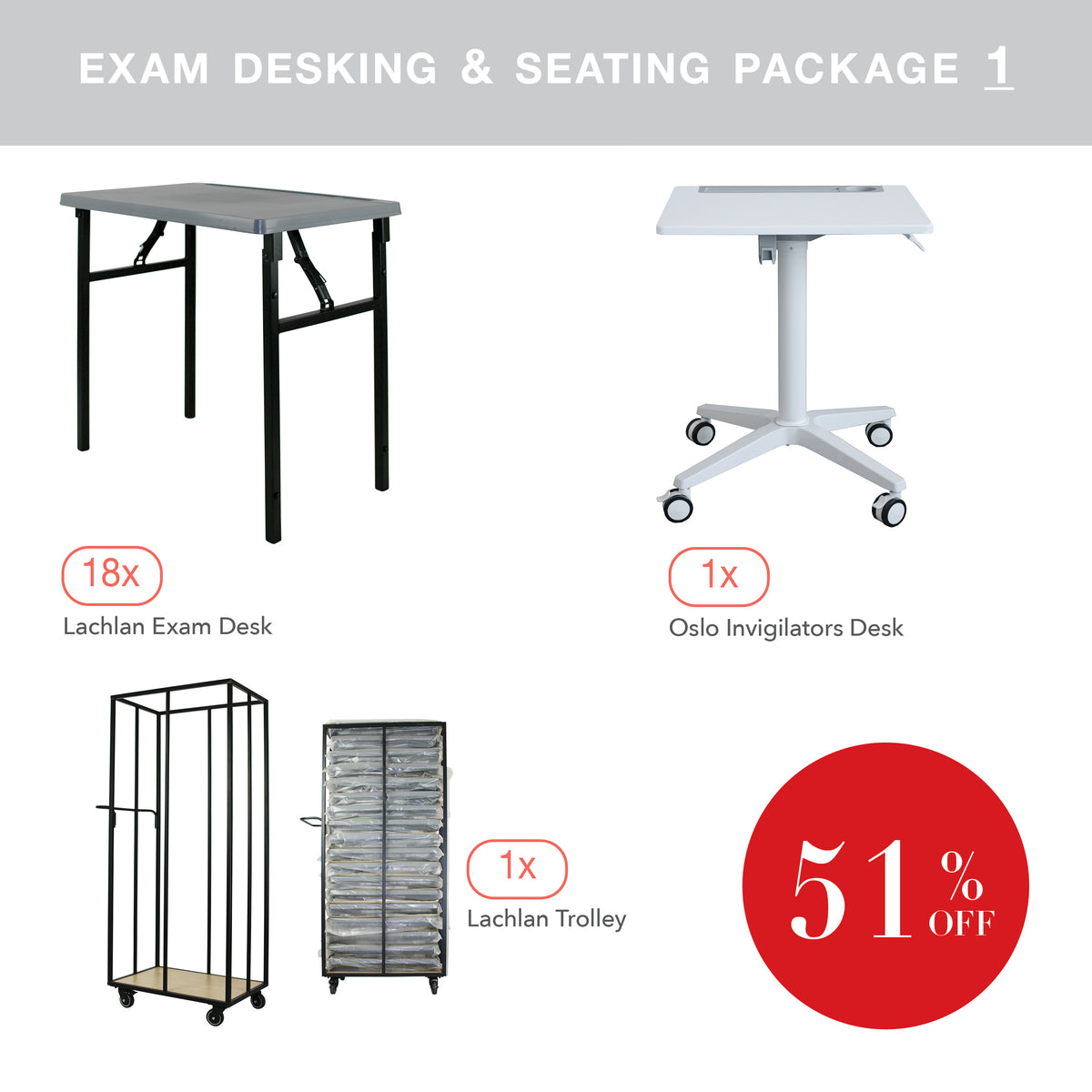 Exam Desking &amp; Seating Package 1