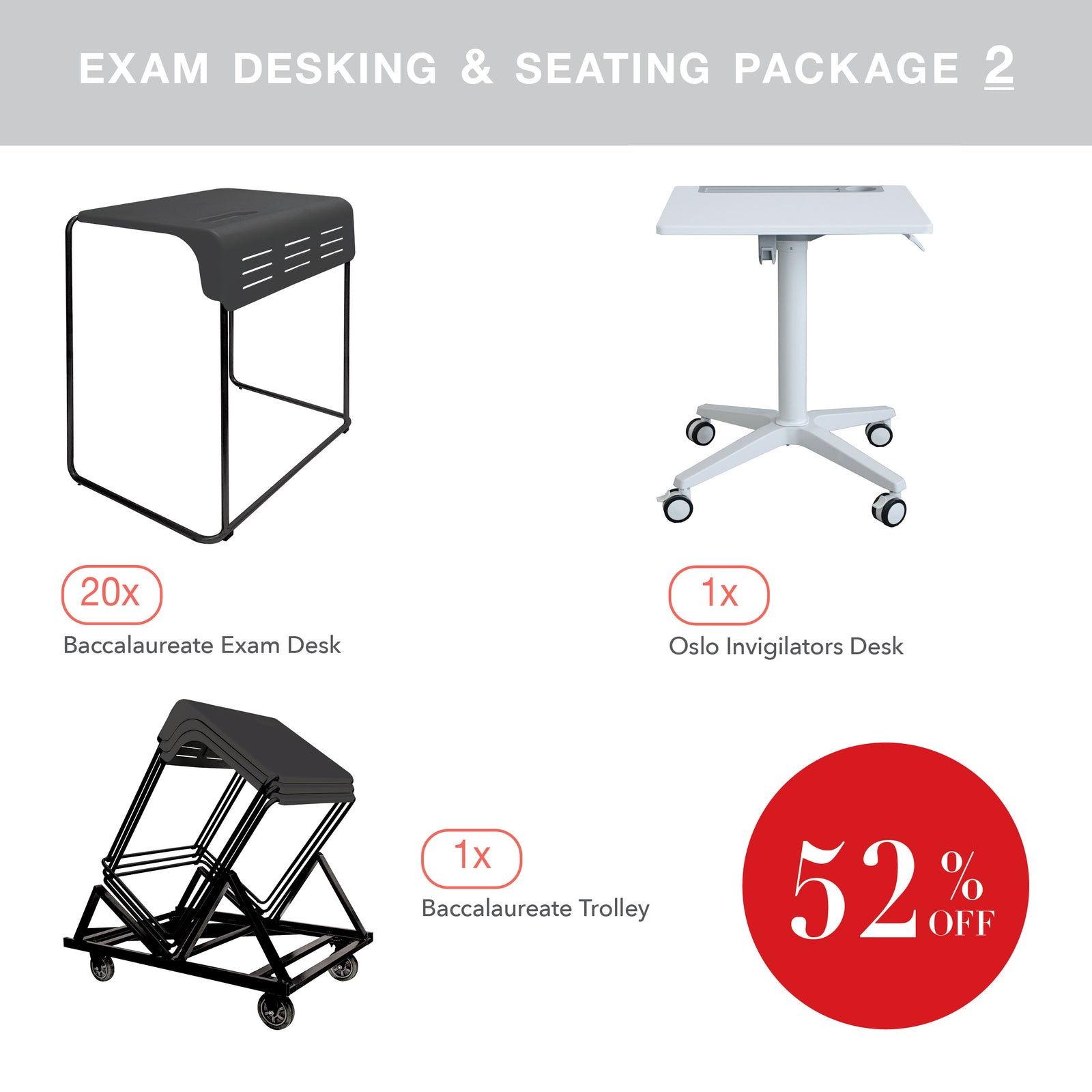 Exam Desking & Seating Package 2