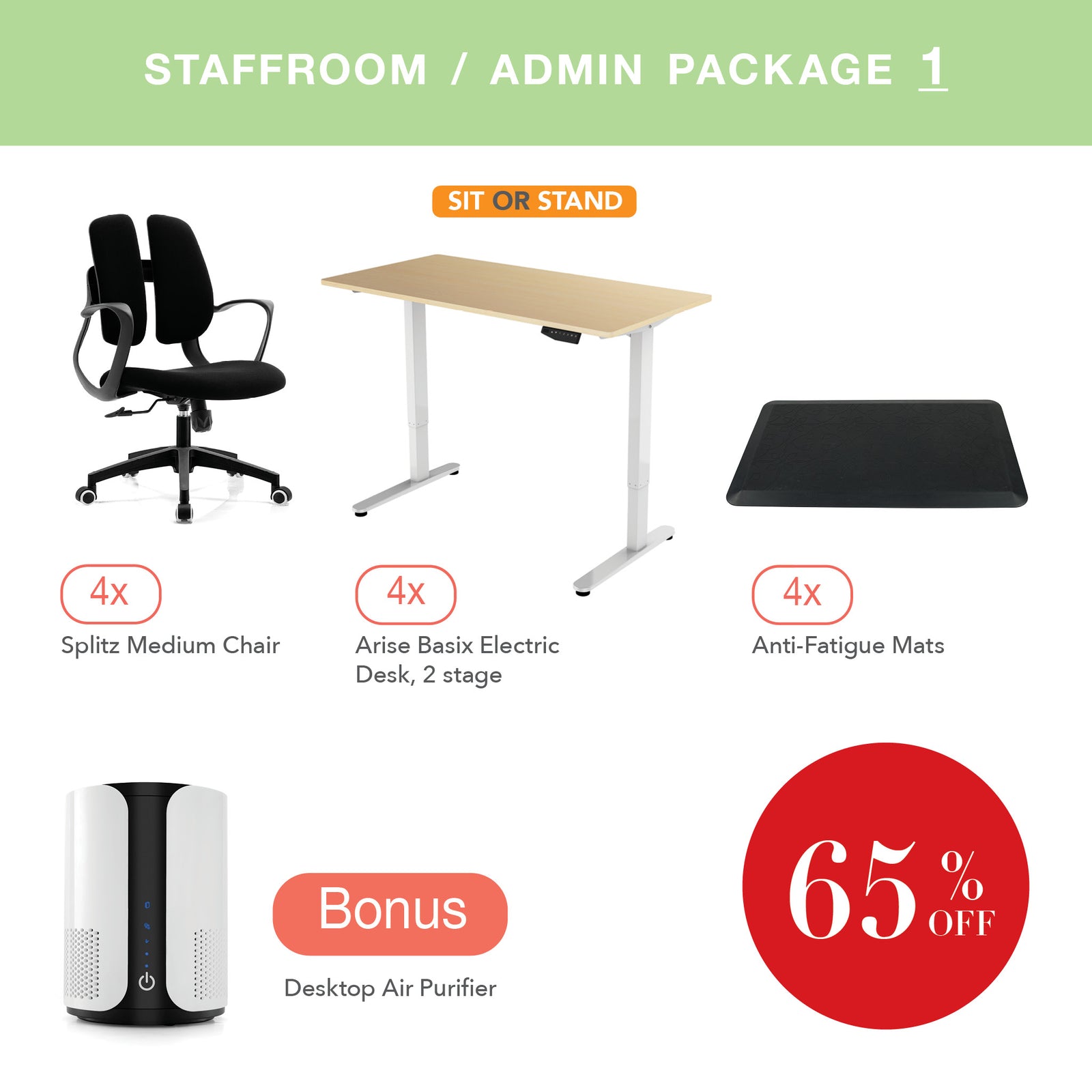 Staffroom / Admin Package 1 – Sit & Stand Upgrade