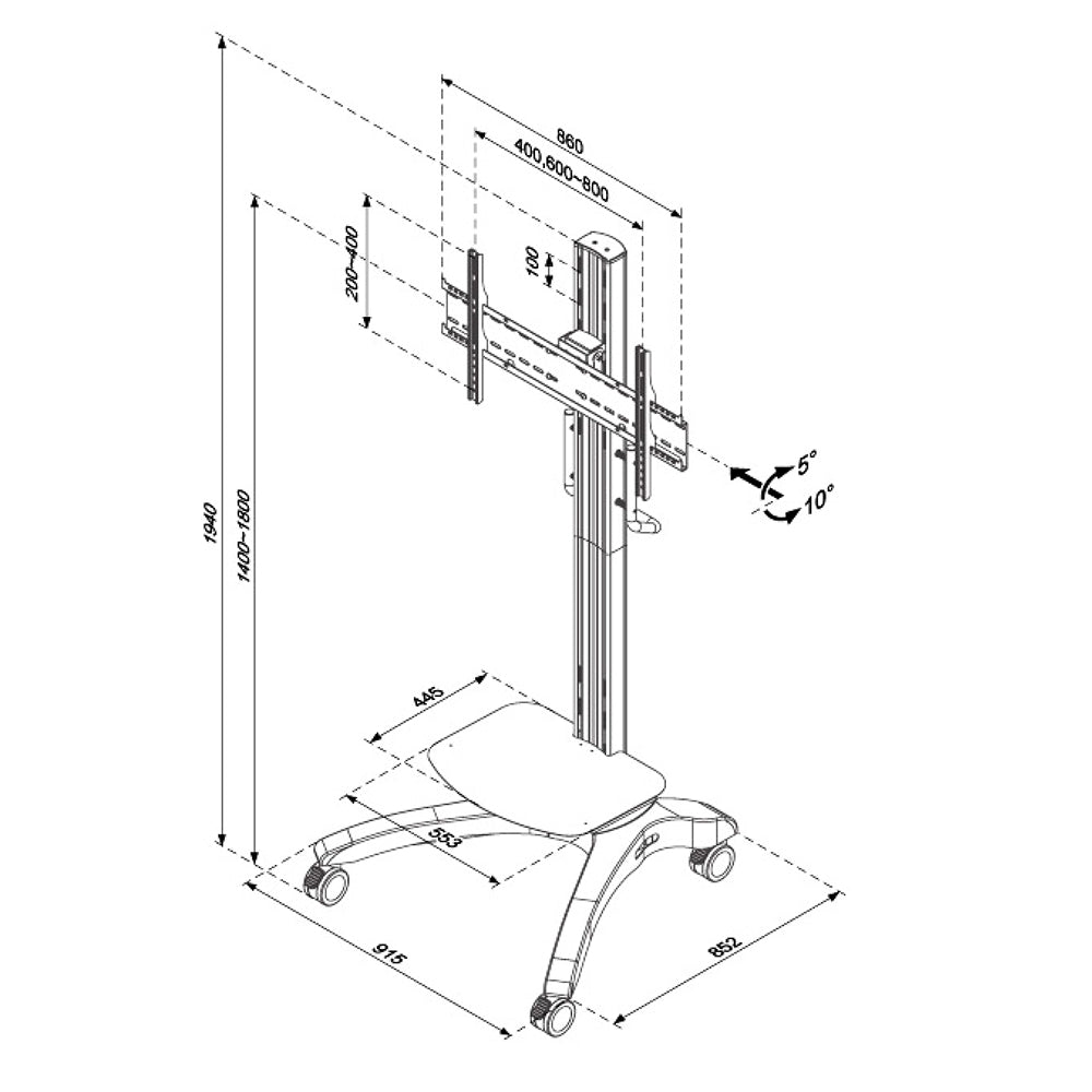 Feverpitch Stand Mobile TV/Monitor Cart