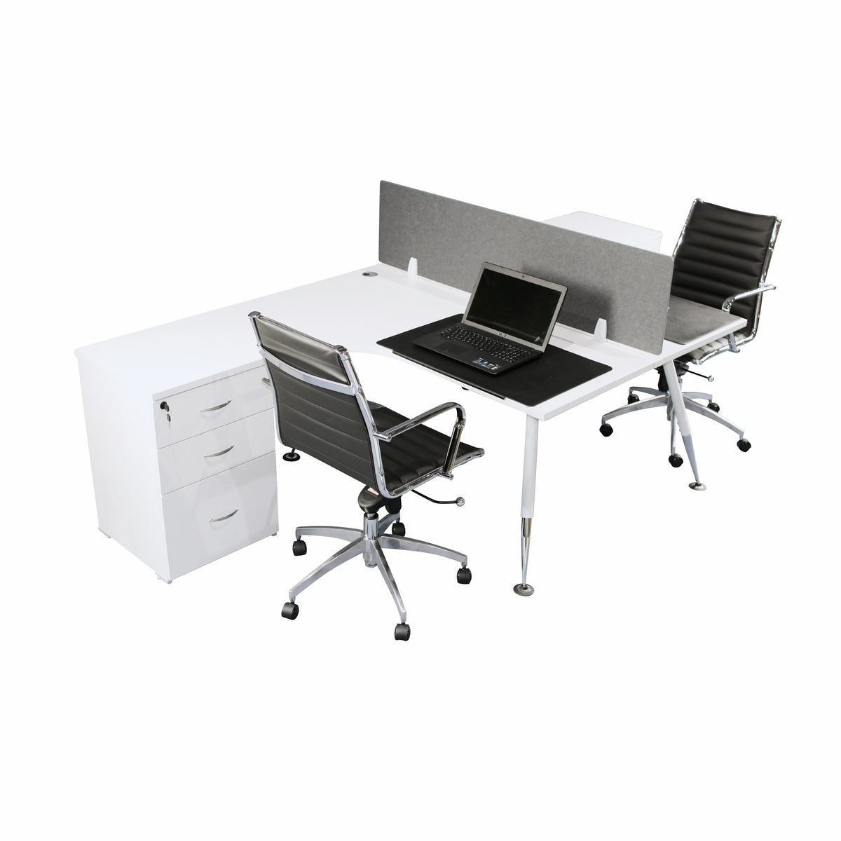 Fleet 2 person back to back corner workstation