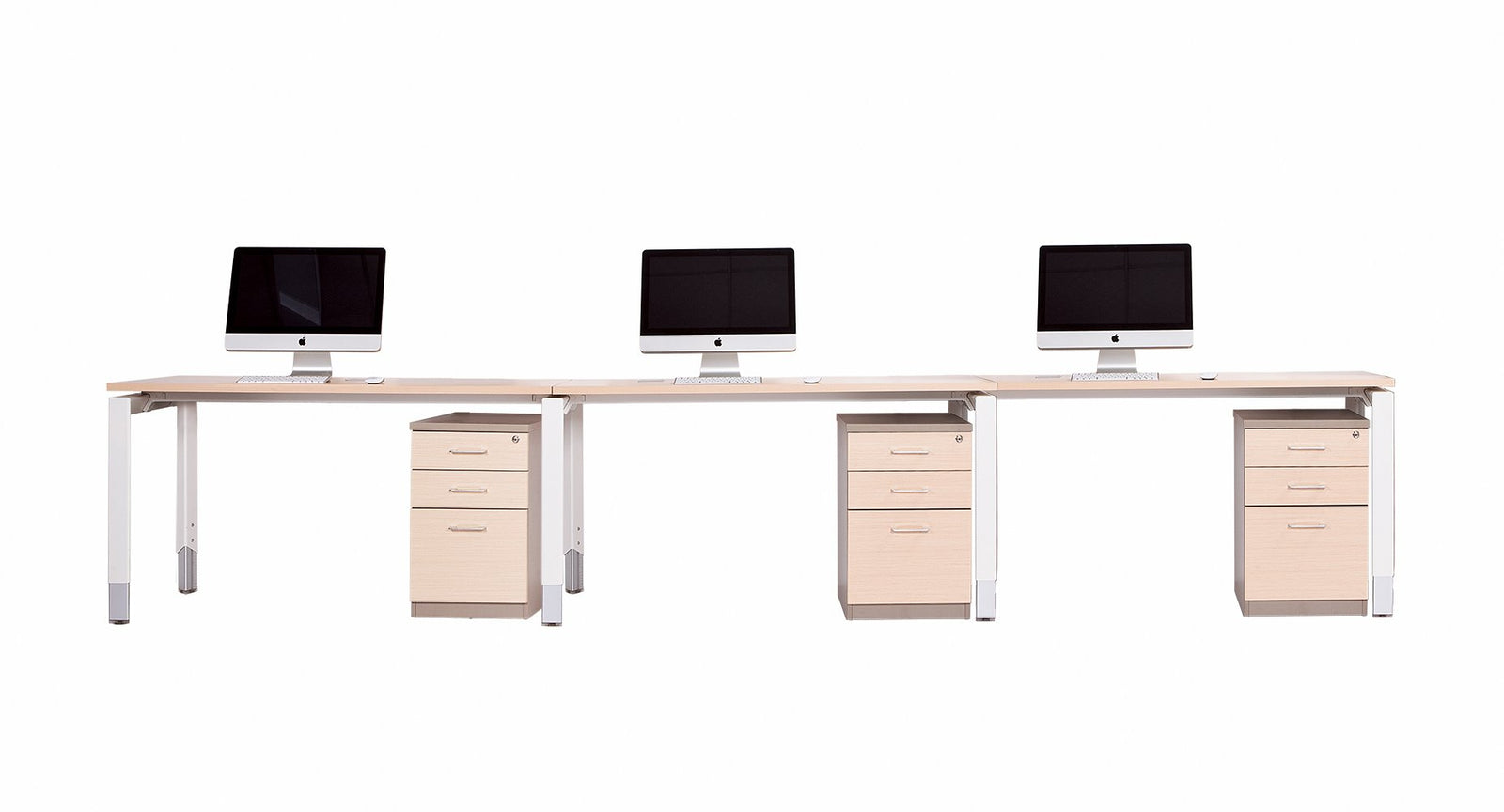 Oblique 3 Person StraightDesk Soft Maple
