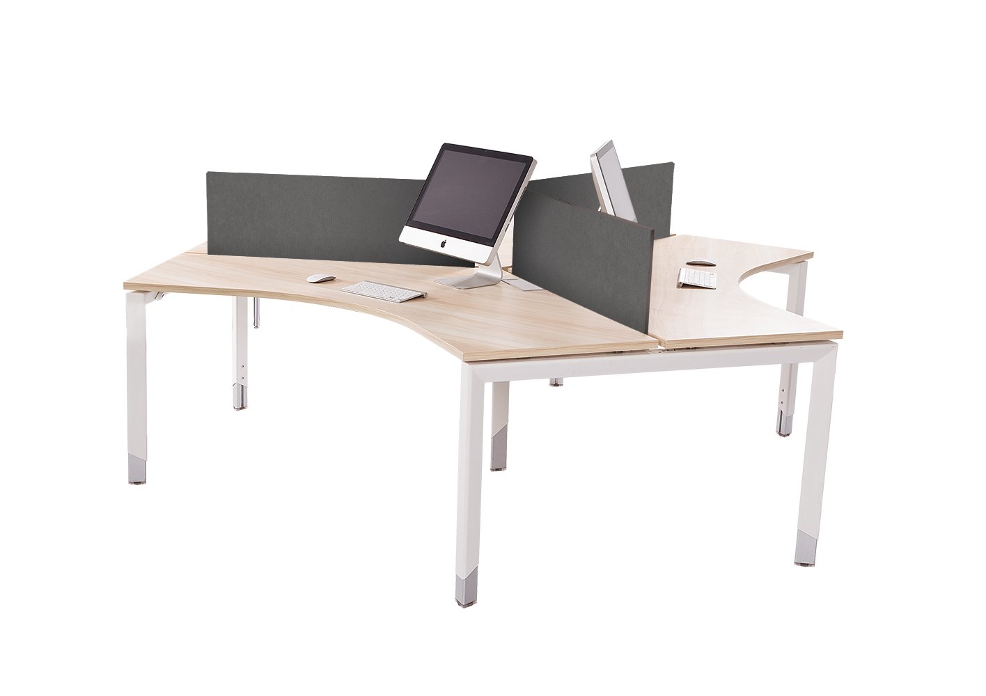 Oblique 3 Person Workstation Pod Soft Maple