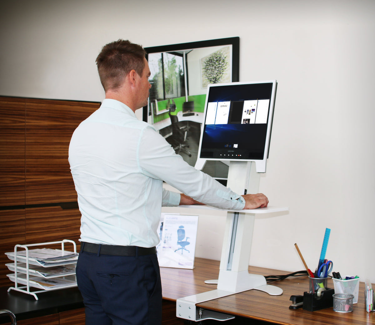 Powerlator Eletric Sit Stand Desk Clamp White