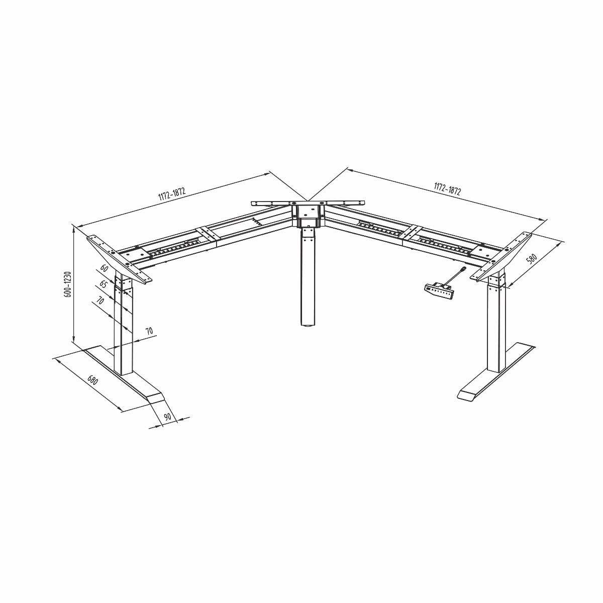 Arise Basix 3 workstation frame - 120 degree